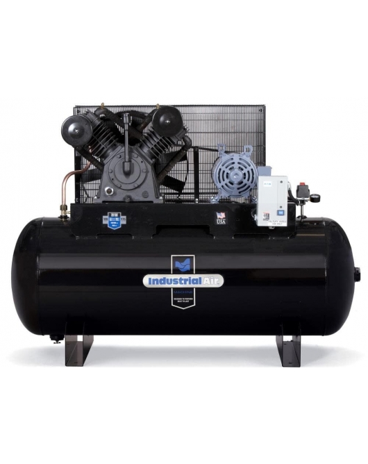 Industrial Air Compressor 10 HP Three Phase 230V 120 Gallon Horizontal Two Stage Industrial Air Compressor 10 HP Three Phase 230V 120 Gallon Horizontal Two Stage