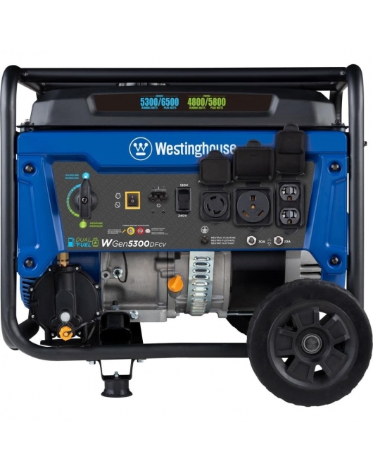 Westinghouse Outdoor Power Dual Fuel Portable Generator with CO Sensor - WGEN5300DFCV
