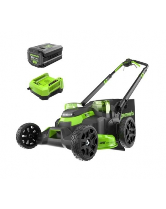 Greenworks 80V 25in Cordless Dual Blade Self Propelled Lawn Mower Kit with 4Ah Battery & Charger Greenworks 80V 25in Cordless Dual Blade Self Propelled Lawn Mower Kit with 4Ah Battery & Charger